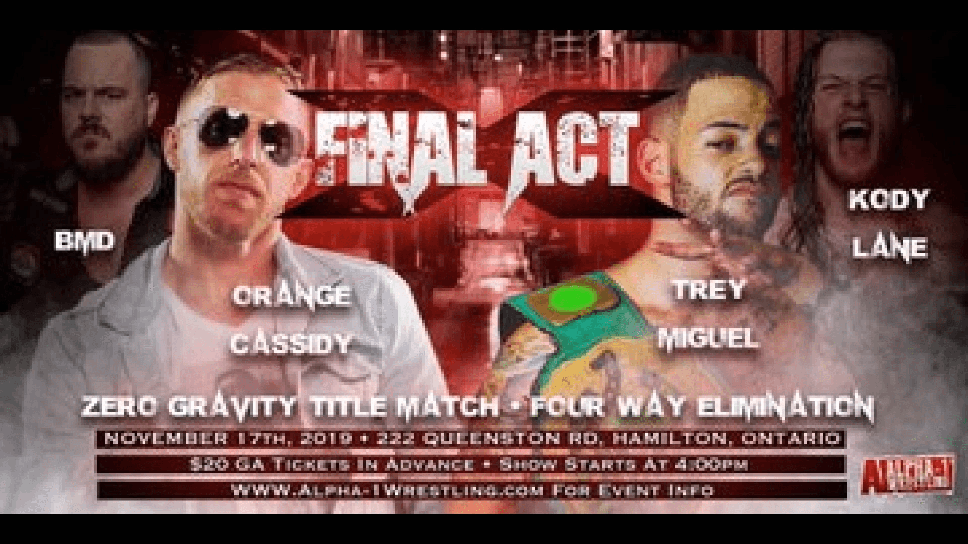 Orange Cassidy Vs Brett Michael David Vs Kody Lane Vs Trey Miguel Final Act 10 Alpha 1 Wrestling Impact Wrestling